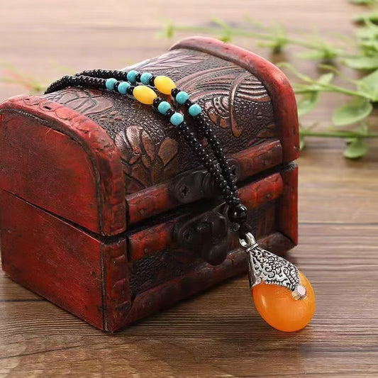 Boutique Ethnic Style Long Beaded Sweater Chain Imitation Pendants