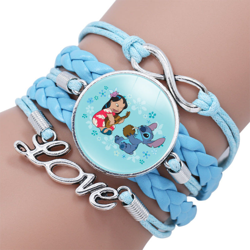 Cartoon Star Stitch Time Stone Leather Bracelets