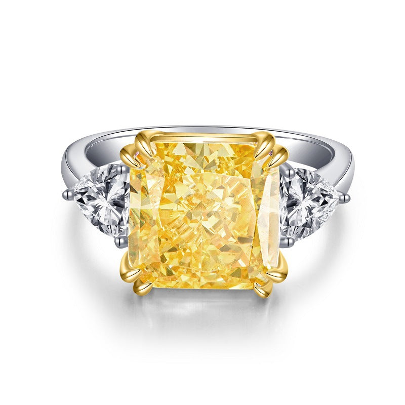 Zircon Square Ice Flower Cut High Rings