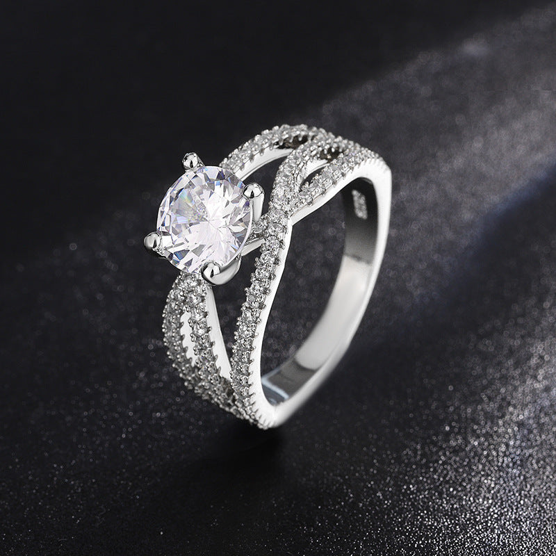 Women's Fashion Diamond Classic White Gold Plated Wedding Rings