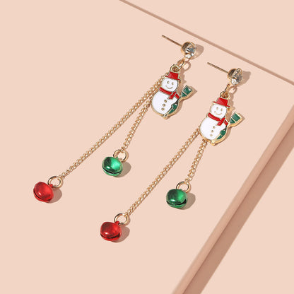 Sweet Cute Santa Claus Long Bell Earrings