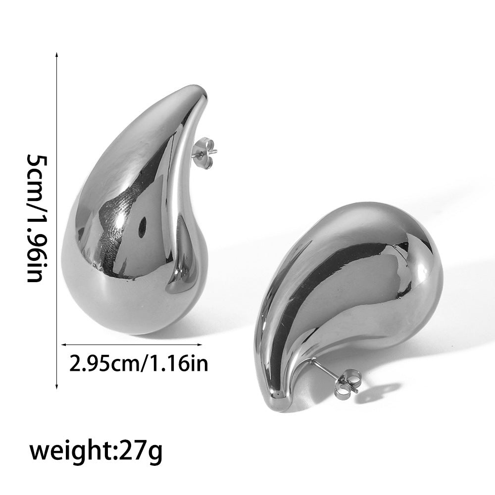 Chubby Hollow Water Drop Stainless Steel Rings