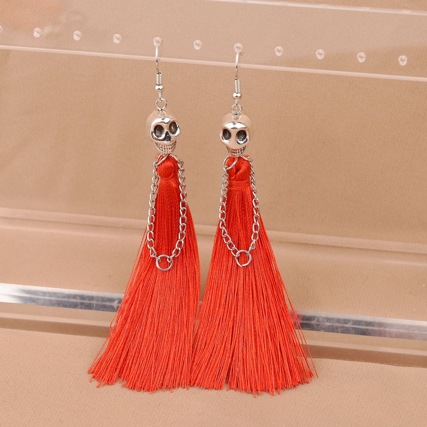 Women's Halloween Skull Tassel Hanging Punk For Earrings