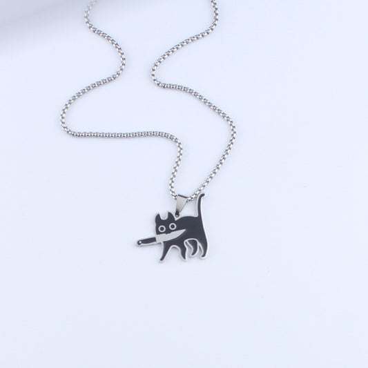 Women's & Men's Cat Hip Hop Sweater Chain Stainless Pendants