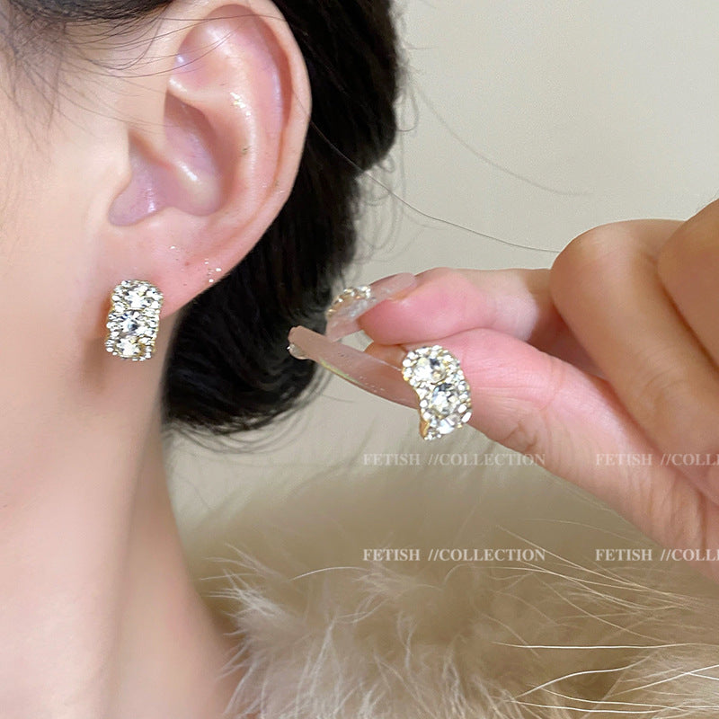 Light Luxury Minority Bow Zircon Pearl Elegant Earrings