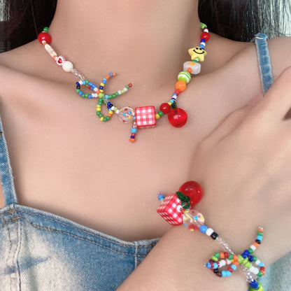 Apple Paradise Dopamine Color Beaded Light Necklaces