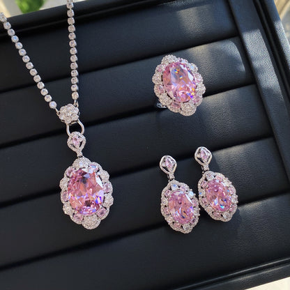 Egg-shaped Back Cover Pink Big Diamond Full Open Female Pendants