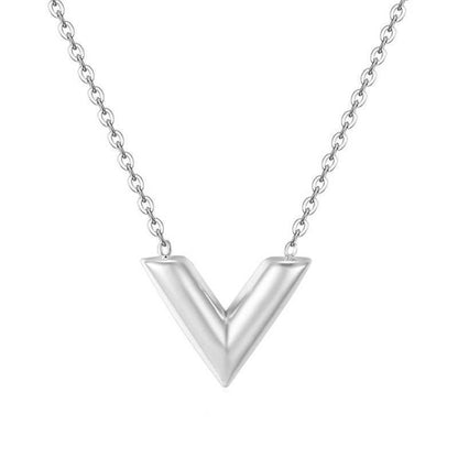 Women's Mini V-shaped Gold Simple Elegant Titanium Steel For Necklaces