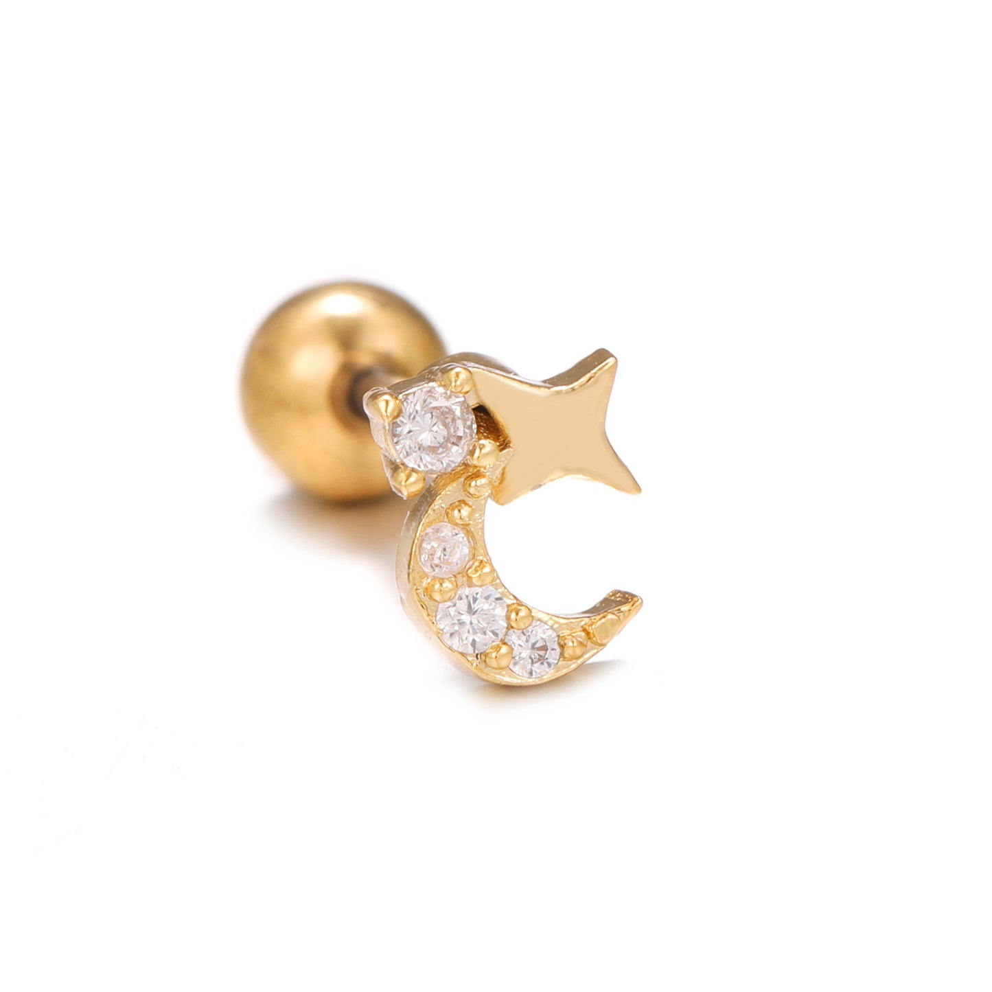 Micro Inlaid Zircon Geometric Piercing Ear Bone Rings