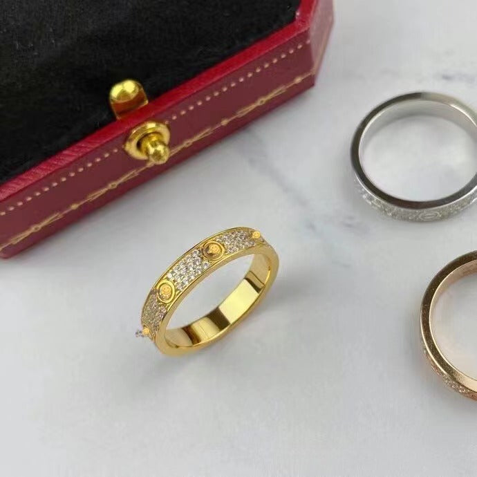 Gold-plated Screw Pattern Wide Narrow Single Rings