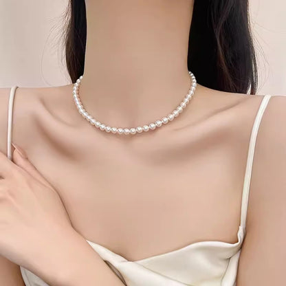 Women's Classic Knot Sier Pearl Style Clavicle Necklaces