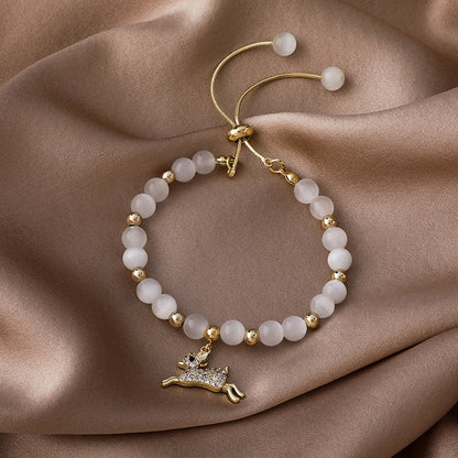 Flower Sunflower Painting Oil Imitation Pearl Bracelets