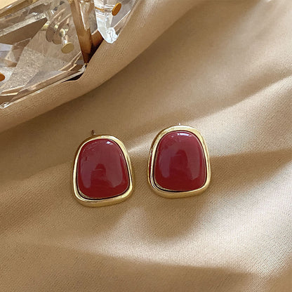 Women's Red Retro Style Light Luxury High-grade Earrings