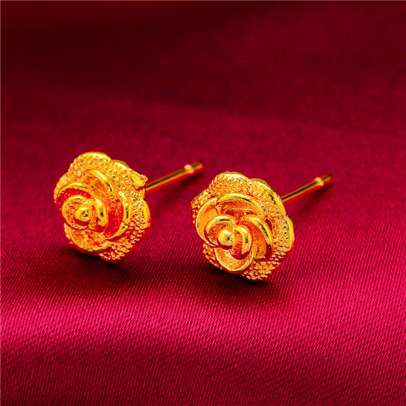 Gold-plated Fancy Vietnam Placer Gold Glazed Surface Earrings