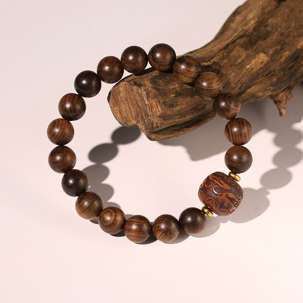 Women's & Men's Style Golden Sandalwood Wooden Prayer Beads Hand Toy Bracelets