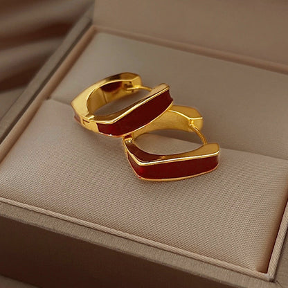 Dripping Square Niche Elegant Geometric Advanced Earrings