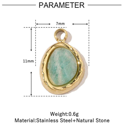 French Retro Flower Geometric Natural Stone Titanium Pendants