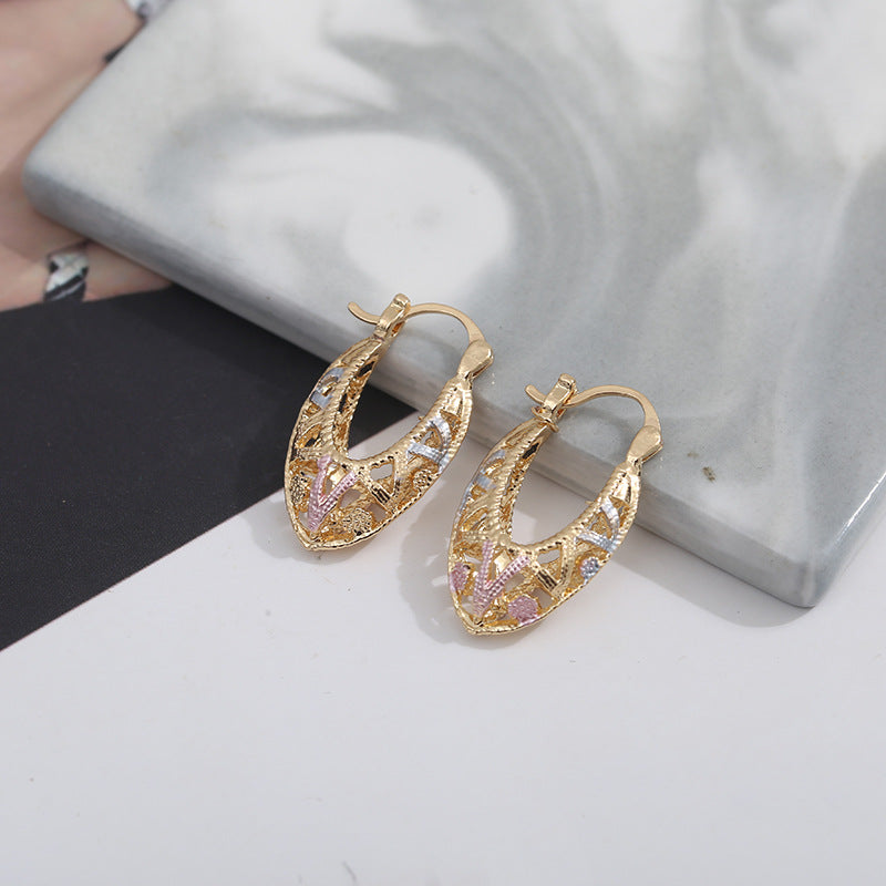 Women's Hollow Plaid Fashion Ear Cold Style Earrings