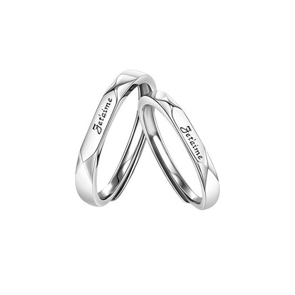 Women's & Men's French Love You Couple Pair Of Rings