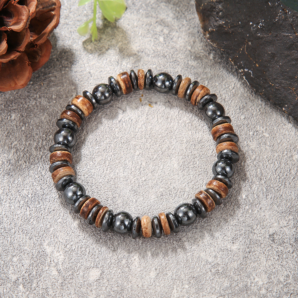 Women's & Men's Natural Haematite Volcanic Rock Elastic Simple Bracelets