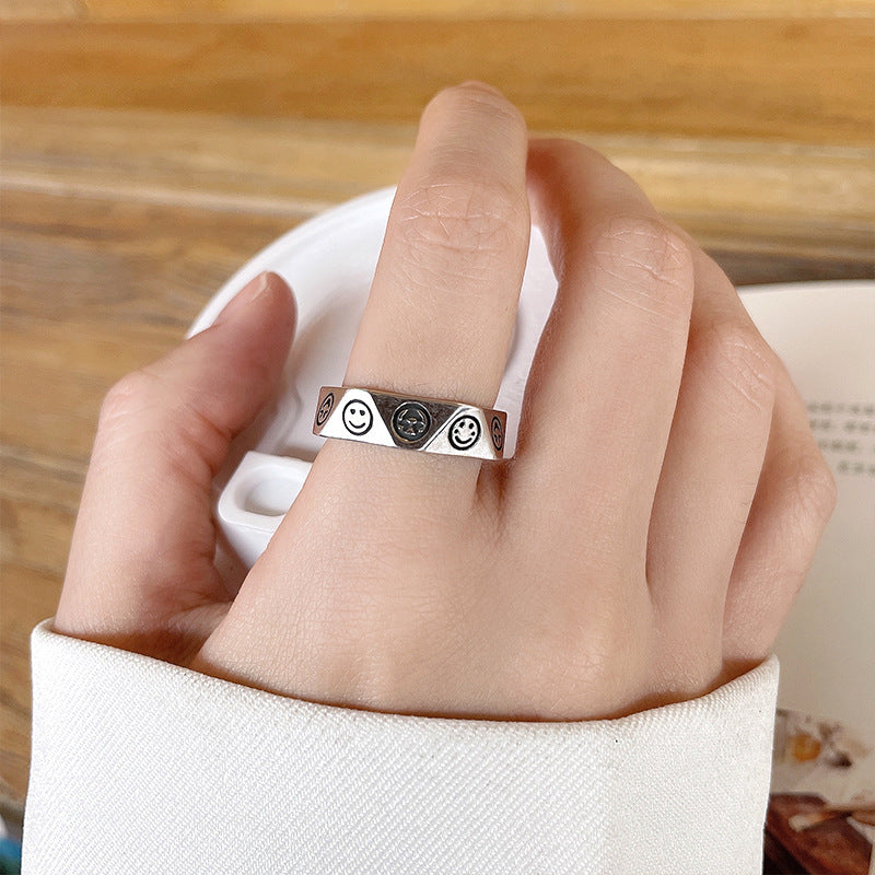 Niche Smiley Face Ornament Minimalist Design Rings