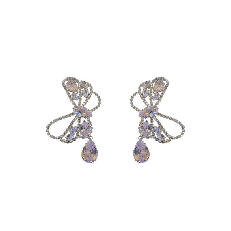 Zircon Butterfly Water Drop Geometry High Earrings