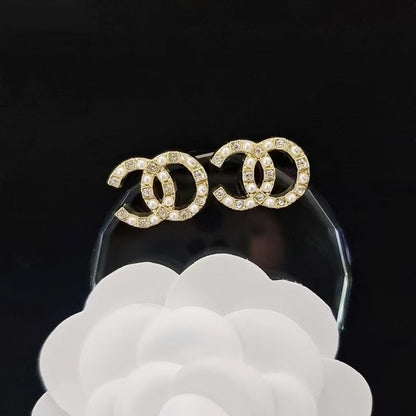 Women's & Men's Quality Collection Trending Rhinestone Letters Sier Earrings