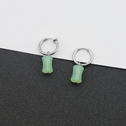 Style Jade Bamboo Simple Retro Olive Earrings