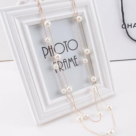 Style Multilayer Fashion Pearl Sweater Chain Necklaces