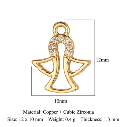 Copper Zircon Flower Angel Ornament Accessories Pendants