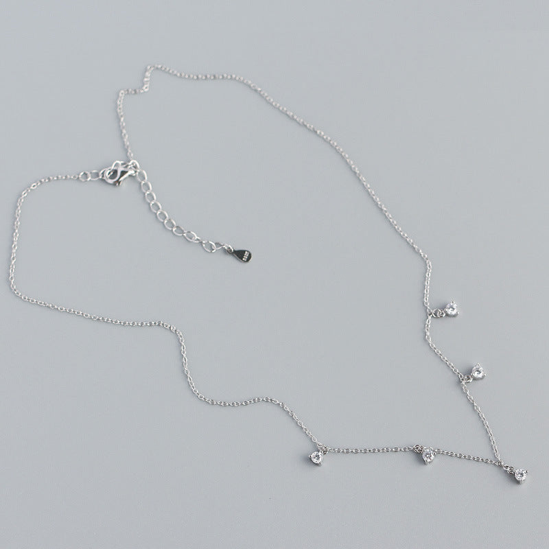 Women's Sterling Sier Minimalist Diamond Inlaid Clavicle Necklaces