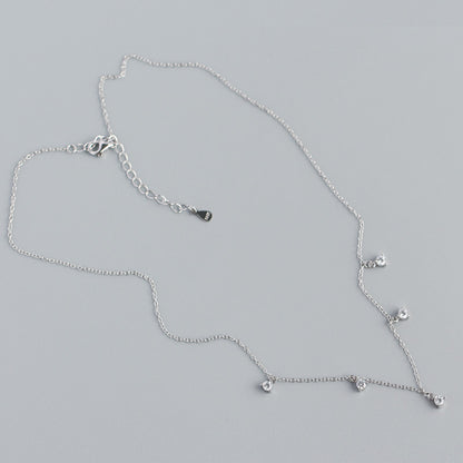 Women's Sterling Sier Minimalist Diamond Inlaid Clavicle Necklaces