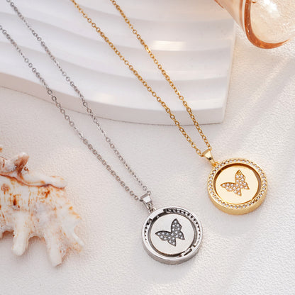 Wind Micro Inlaid Zircon Rotating Elegant Shell Necklaces