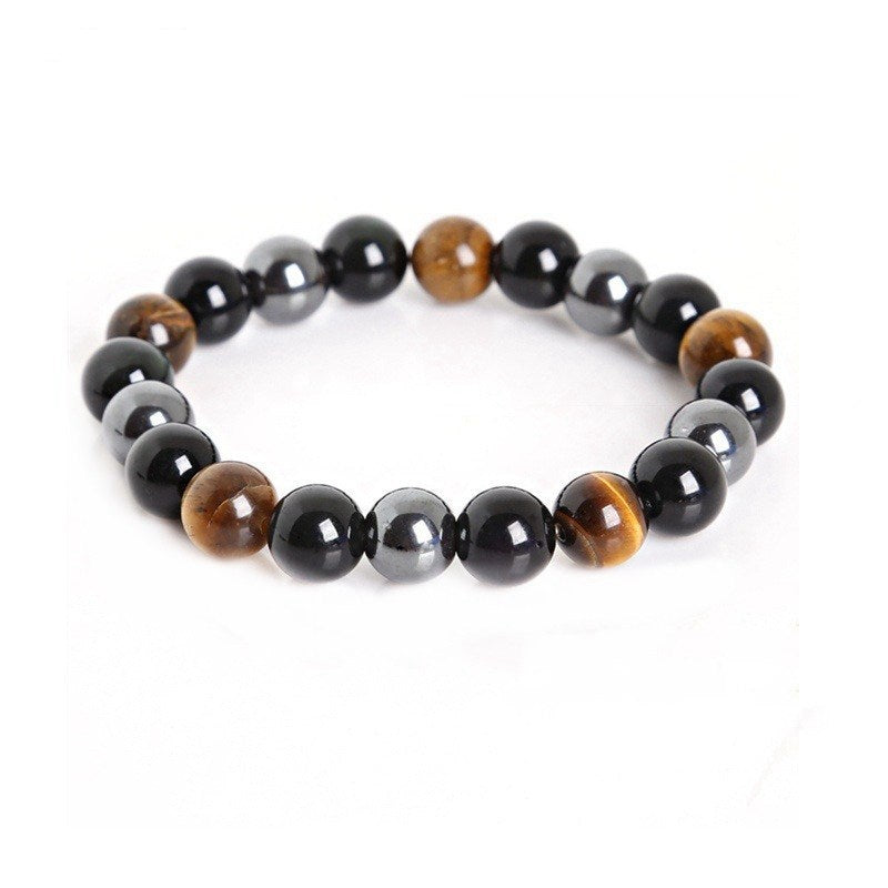 Women's & Men's Stone Imitation Black Agate Beaded Couple Bracelets