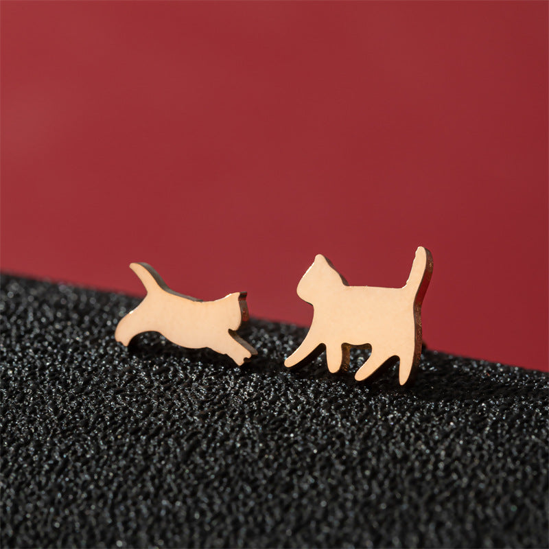 Fashion Small Ear Female Cute Stainless Steel Animal Pet Earrings