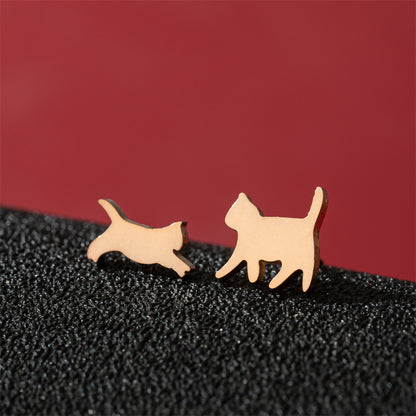 Fashion Small Ear Female Cute Stainless Steel Animal Pet Earrings