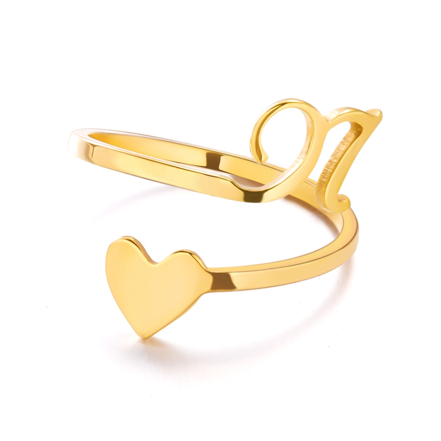 Popular Stylish Simple Letter Stainless Steel Open Three-dimensional Love Rings