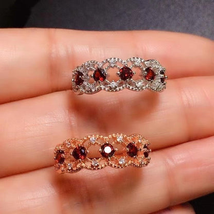 Wine Red Imitation Bick Natural Garnet Open Rings