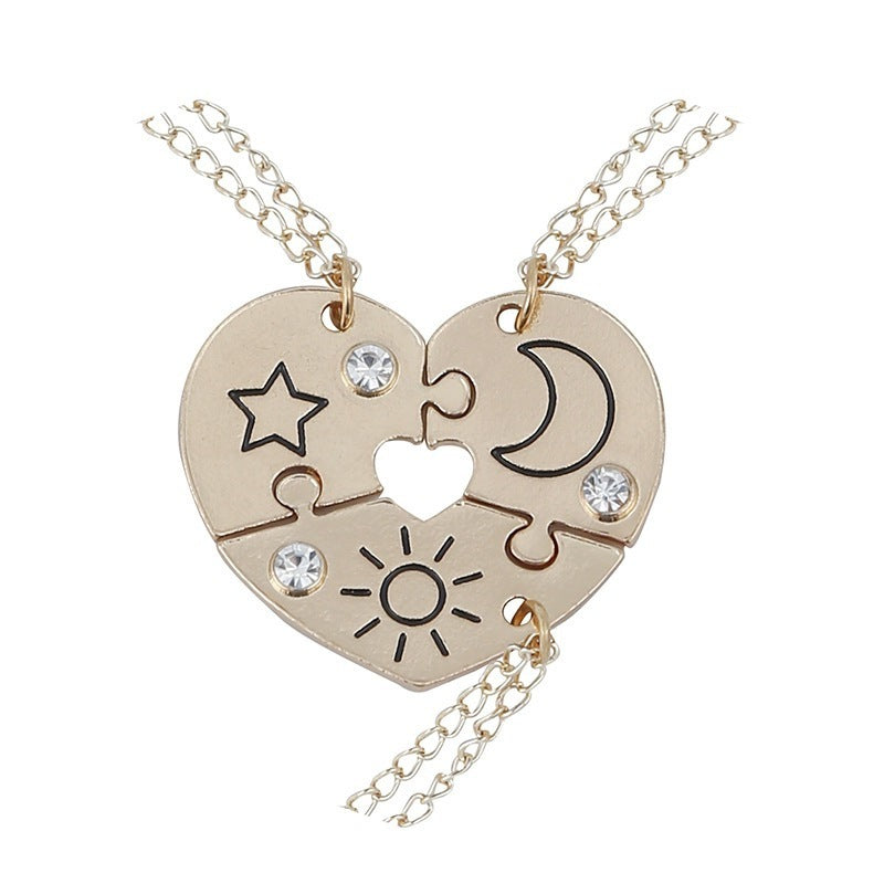 Cool Beautiful Ornament Heart-shaped Square Girlfriends Necklaces