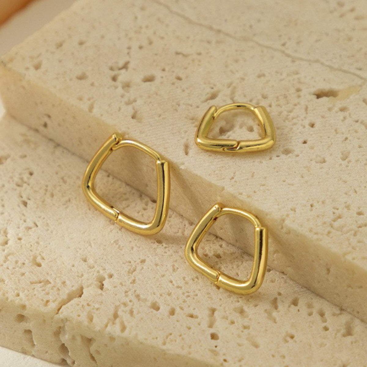 Creative Geometric Brass Buckle Three-piece Set Earrings