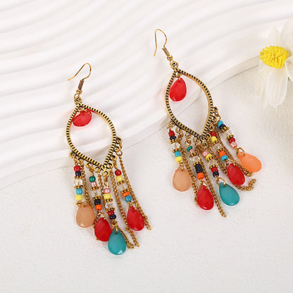 Handmade Water Drop Bead Bohemian Eardrops Earrings