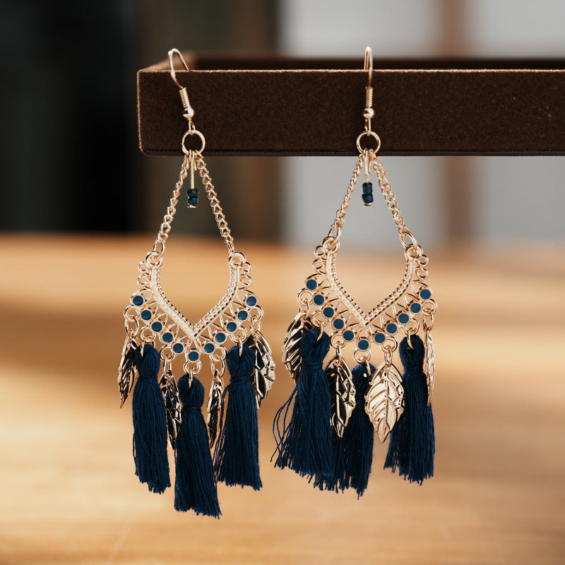 Tassel Leaves Hand-made Your Daisy Ornament Earrings