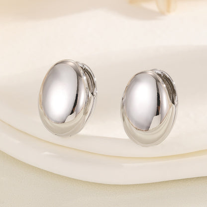 Glossy Oval Water Drop Ear Clip Earrings