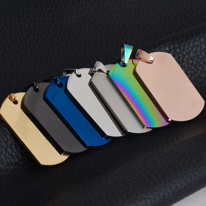 Stainless Steel Dog Tag Mirror Army Pendants