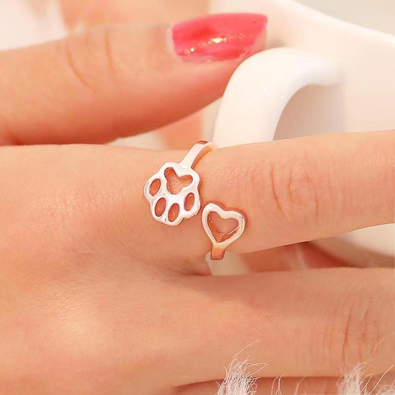 Brush Cat's Paw Adjustable Hand Jewelry Rings