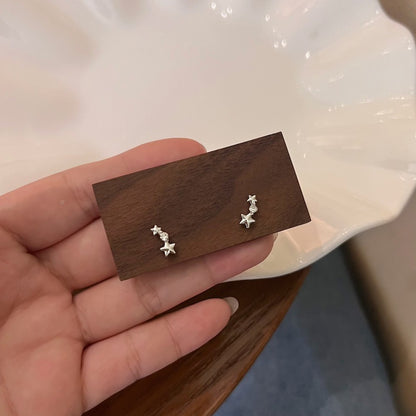 Star Zircon Earings Set Simple Versatile Personality Ear Bone Rings