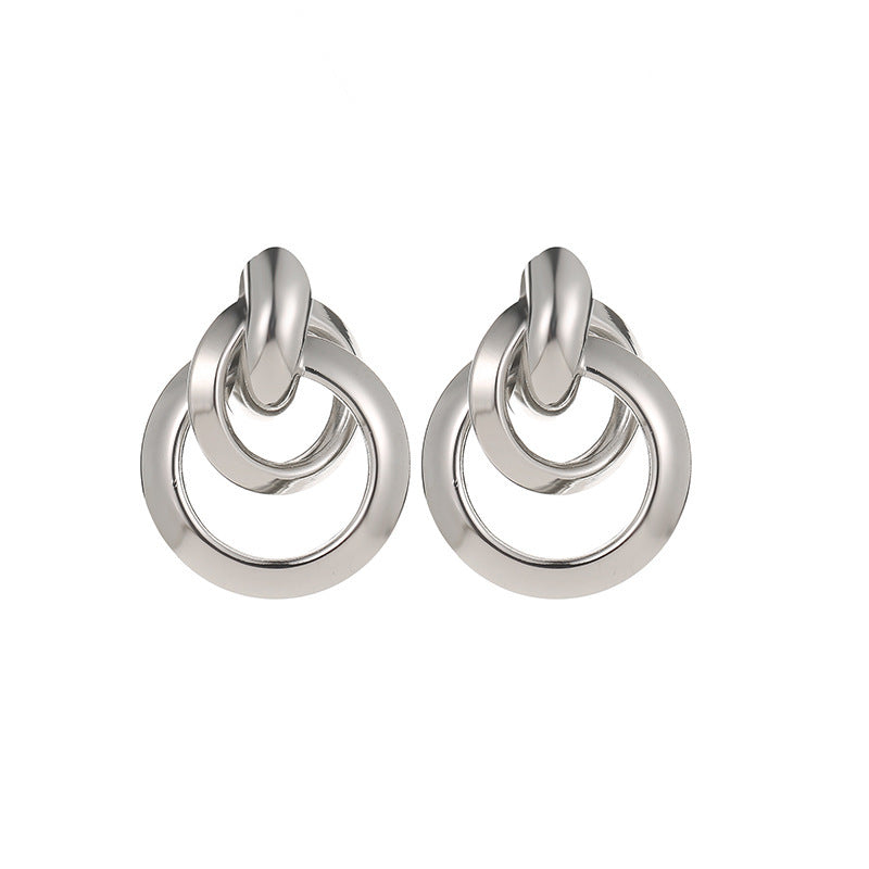 Exaggerated Geometry Female Style Alloy Winding Earrings