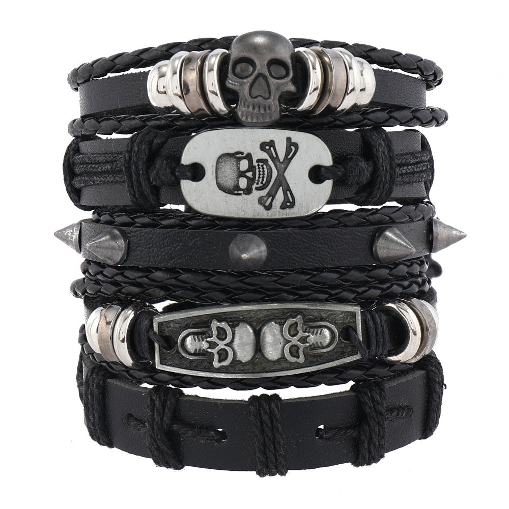 Skull Match Sets Personality Trend Simple Bracelets