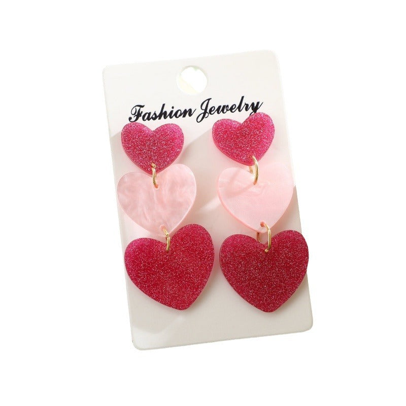 Color Matching Valentine's Day Acrylic Love Heart Earrings