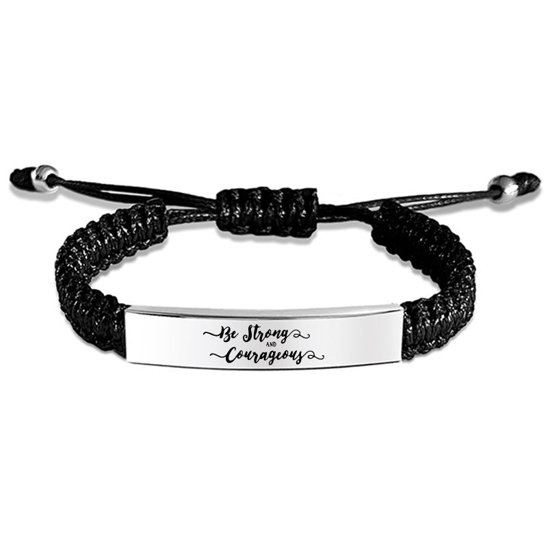 Stainless Steel Family Inspirational Hand-woven Curved Bracelets